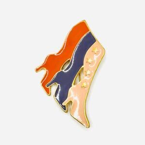 Vintage 80s Gold Enamel Glam High Heel Trio Brooch Pin